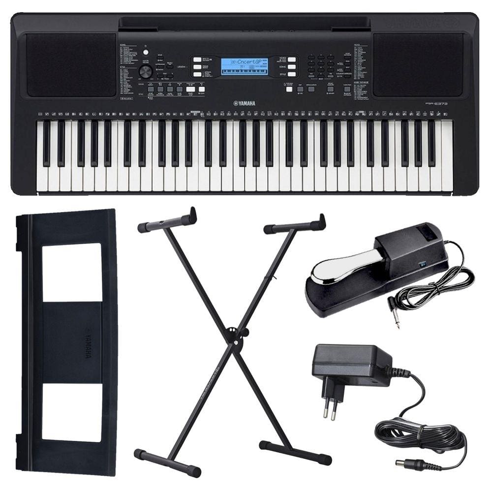 Kit Teclado Musical Arranjador Yamaha Psr E373 61 Teclas Suporte X