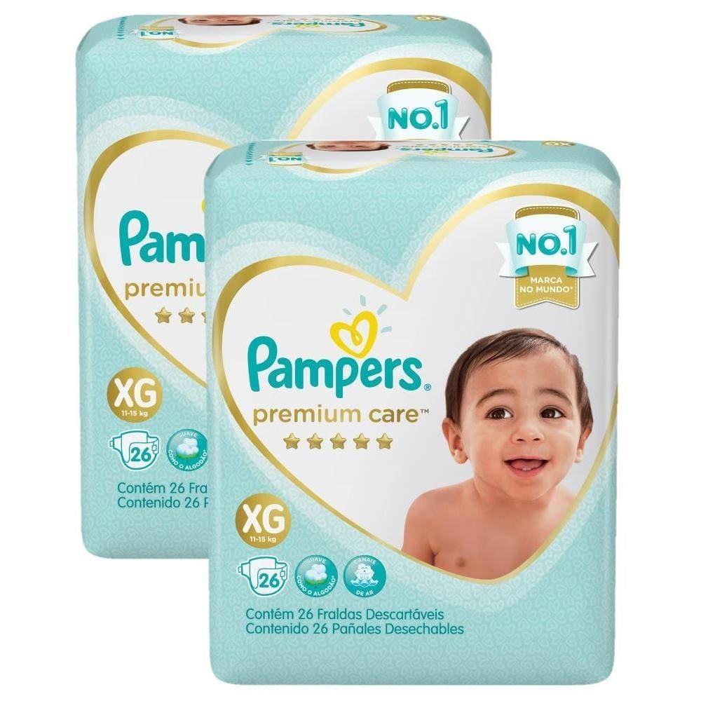 Kit Fralda Pampers Premium Care Tam Xg 11 A 15kg 26 Unidades Cada4