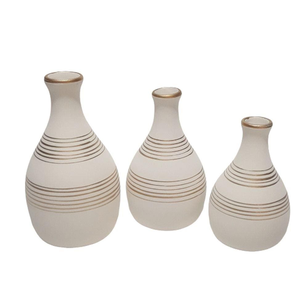 Vaso Nude E Dourado Em Ceramica Pontofrio