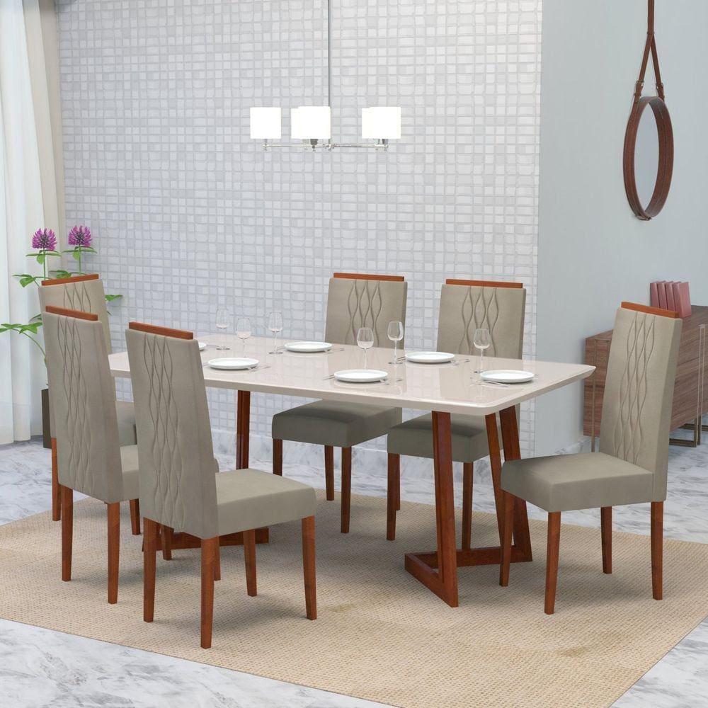 Conjunto Mesa Jantar 6 Lugares Ponto