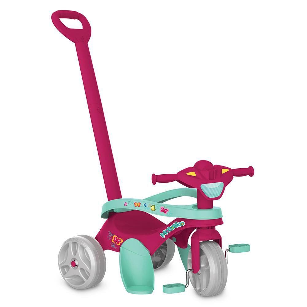 Carrinho Triciclo Passeio E Pedal Infantil Poliplac Rosa Pontofrio