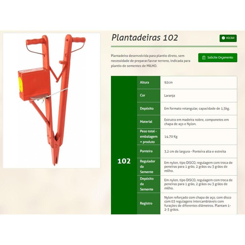 Plantadeira Manual De Milho E Feijao Pontofrio