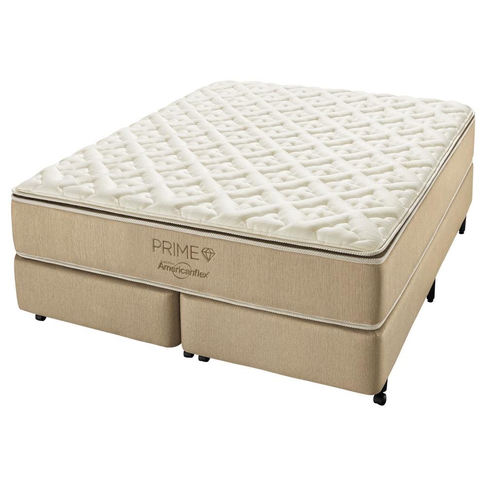 Cama Box King + Colchão AmericanFlex Prime com Pillow Top e Molas Ensacadas 71 x 193 x 203 cm