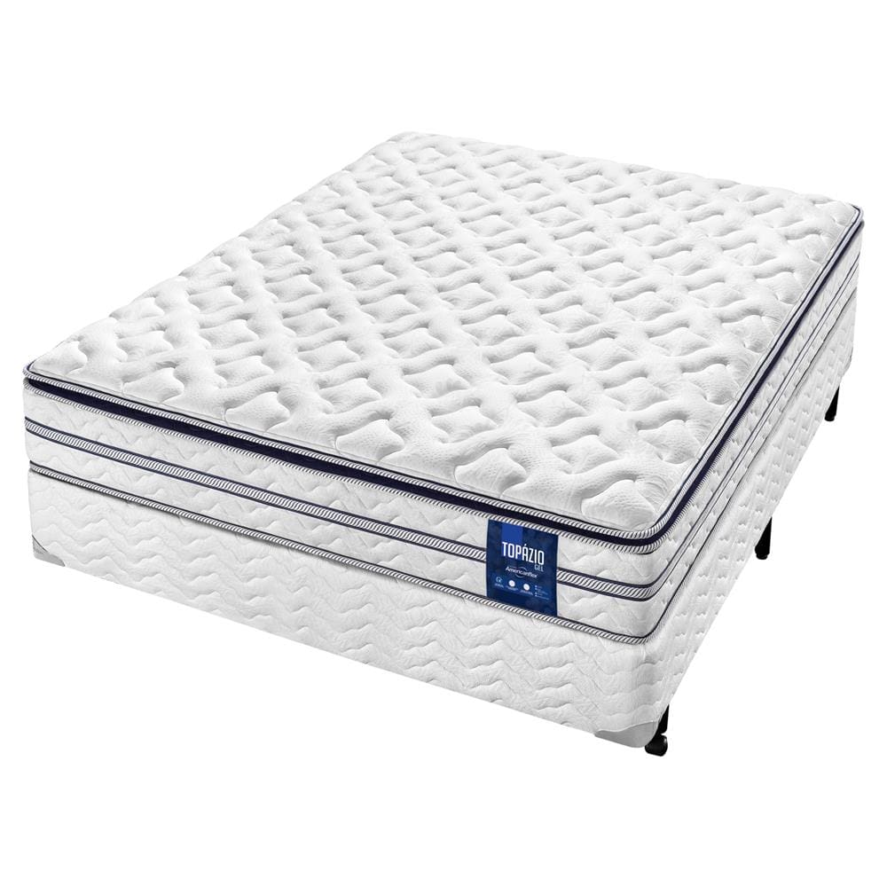 Cama Box de Casal AmericanFlex Topázio Gel com Pillow Top e Molas Ensacadas 30x138x188cm