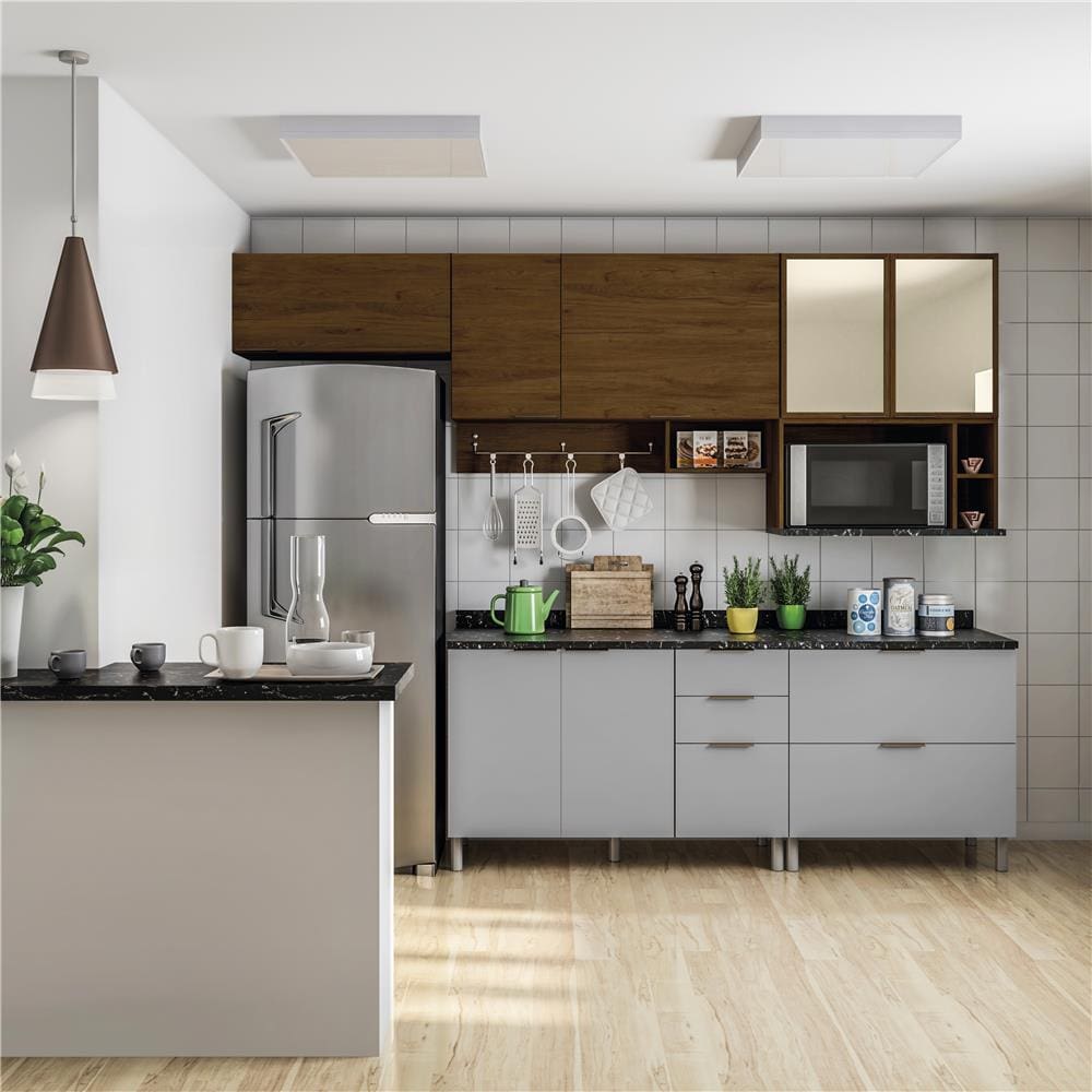 Cozinha Completa Bartira Rubi com 7 Portas e 5 Gavetas - 280cm de largura