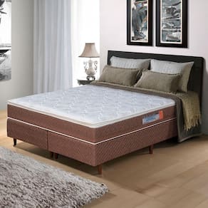 Cama Box Queen Size Umaflex Berlim com Molas Ensacadas 62x158x198cm - Castor/Branco