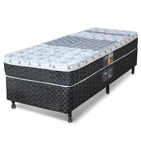 Cama Box Solteiro Castor Sleep Class com Mola Bonnel 64x88x188cm – Branco/Cinza