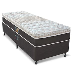 Cama Box Solteiro Castor Sleep Classic Hibrido com Molas Ensacadas 64x88x188cm – Branco/Cinza