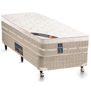 Cama Box Solteiro Castor Premium com Mola Tecnopedic 69x88x188cm – Branco/Bege