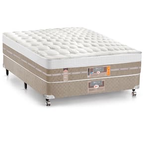 Cama Box Casal Castor Silver Star Air com Mola Ensacadas 71x128x188cm – Branco/Bege