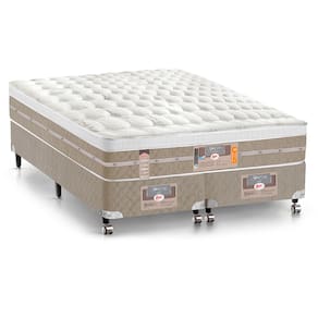 Cama Box Queen Size Castor Silver Star Air com Mola Pocket 71x158x198cm – Branco/Bege