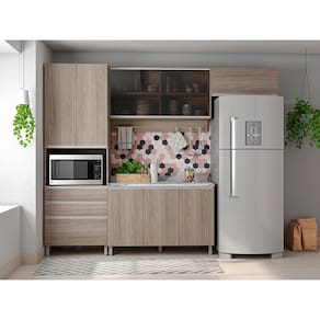 Cozinha Completa Bartira Amazonita com 8 Portas, 6 Prateleiras e 3 Gavetas - 271cm de largura