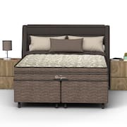 Cama Box Queen Size Probel Óregon com Euro Pillow e Molas Prolastic 62x158x198 cm - Bege/Marrom