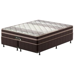 Cama Box King Size Probel Nevada com Euro Pillow e Molas Ensacadas 64x193x203 cm - Bege/Marrom