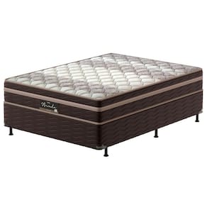 Cama Box Casal Probel Nevada com Euro Pillow e Molas Ensacadas 64x138x188 cm - Bege/Marrom
