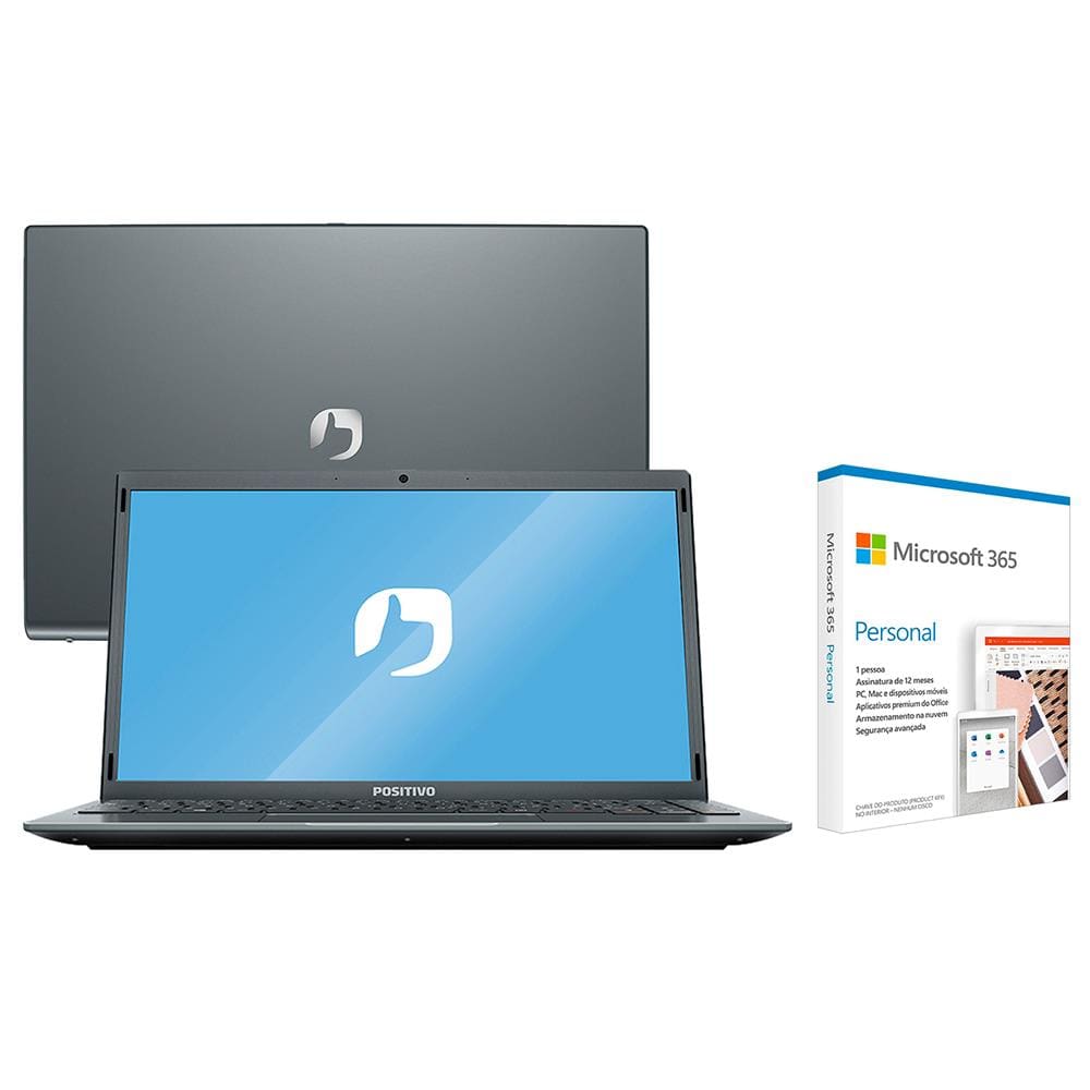 Notebook positivo intel atom quad core 4gb 128gb e mmc tela14 windows 10 motion gray q4128c s ...