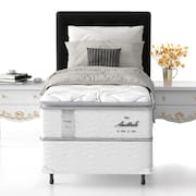 Cama Box de Solteiro Probel Amsterdã com Pillow Top e Molas Ensacadas 72x88x188cm - Branco/Preto