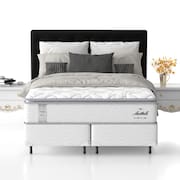 Cama Box Queen Size Probel Amsterdã D33 com Molas Ensacadas e Pillow Top 72x158x198 - Branco/Preto