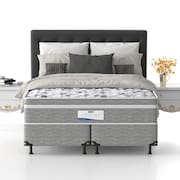 Cama Box King Size Probel Century D28 com Molas Ensacadas e Pillow Euro 70x193x203cm - Branco/Cinza