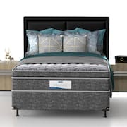 Cama Box de Casal Probel Village D28 com Molas Ensacadas e Pillow Euro 68x138x188cm - Branco/Preto