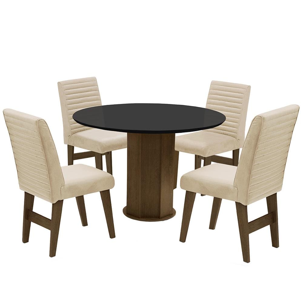 Conjunto Mesa de Jantar 1,20m - 4452 + 4 Cadeiras - LUIZA