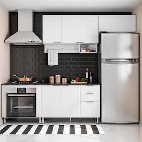 Cozinha Compacta Bartira Rubi com 5 Portas, 3 Gavetas e 3 Prateleiras - 202,2cm de largura