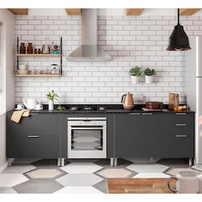 Cozinha Compacta Bartira Rubi com 2 Portas, 5 Gavetas e 1 Prateleira - 280,3cm de largura