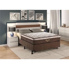 Cama Box de Casal Ortobom Magnyfic com Ortopillow e Molas Ensacadas 65x138x188cm - Marrom/Bege