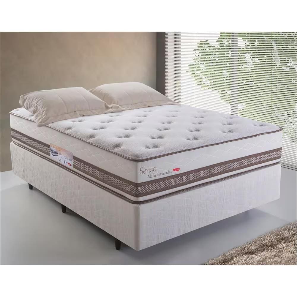 Cama Box Casal Herval 30x138x188cm Sense Molas Ensacadas Pillow Top One