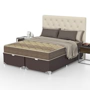 Cama Box Queen Size Probel Guarda Costas Próintense DF Espuma D33 68 x 158 x 198cm - Bege/Marrom