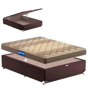 Cama Box de Casal Probel Guarda Costas Espuma D33 com Box Baú Probel Universal 54x138x188cm - Bege/Marrom