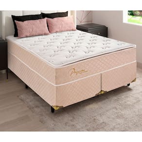 Cama Box Queen Size Biflex Passione com Pillow Top e Molas Ensacadas 72 x 158 x 198cm - Areia