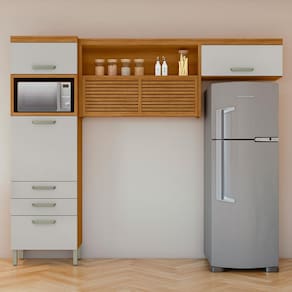 Cozinha Compacta Nesher Princesa com 4 Portas, 3 Gavetas e 9 Prateleiras - 264cm de largura