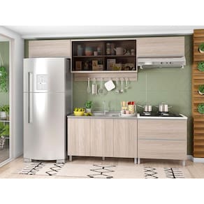 Cozinha Completa Bartira Amazonita com 8 Portas, 1 Gaveta e 4 Prateleiras - 280cm de largura