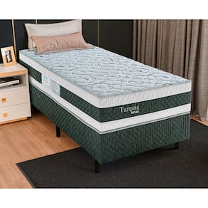 Cama Box de Solteiro Biflex Turquia com Molas Ensacadas e Pillow Inn 69x88x188cm - Branco/Grafite