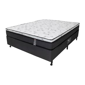 Cama Box Viúva Castor New Alfa com revestimento em tecido Poliéster Cinza + Colchão Viúva New Alfa One com Molejo Tecnopedic, Euro Pillow 24x128x188cm