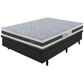 Colchão de Casal Biflex Turquia com Molas Ensacadas e Pillow Inn + Box MGA Lift Cotton com Baú e Pistão à Gás - 69x138x188cm - Branco/Grafite/Preto