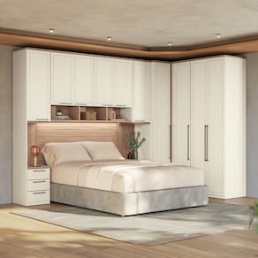 Guarda-roupa Modulado Canto Reto 166 Toledo 10 Portas e 9 Gavetas Casal 7 peças 354,6 cm largura - Areia/Wood