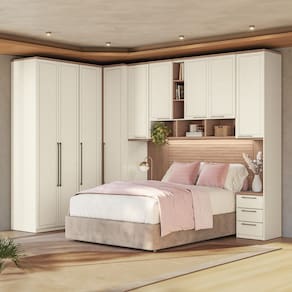 Guarda-roupa Modulado Canto Reto 166 Toledo 9 Portas e 9 Gavetas Casal 7 peças 176,6 cm largura - Areia/Wood