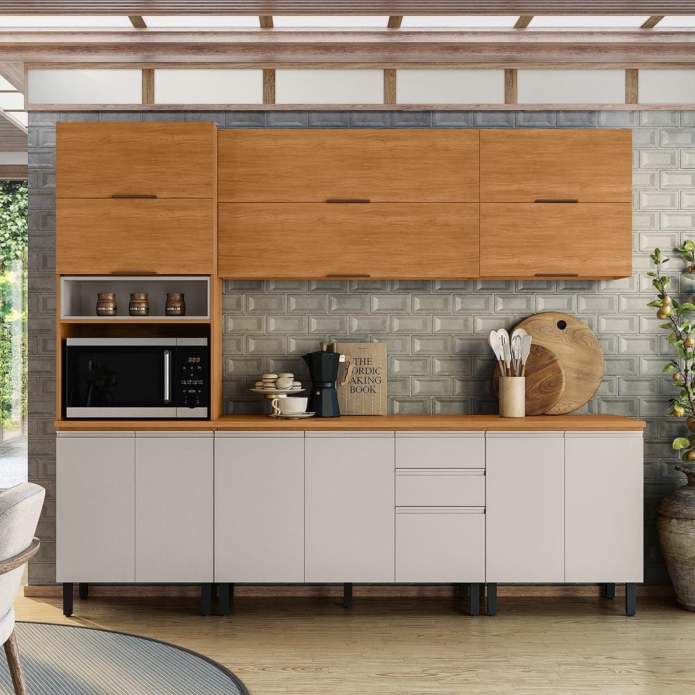 Cozinha Completa Itatiaia Ideale com 5 Peças, 13 Portas, 14 Prateleiras e 2 Gavetas – 260cm de Largura