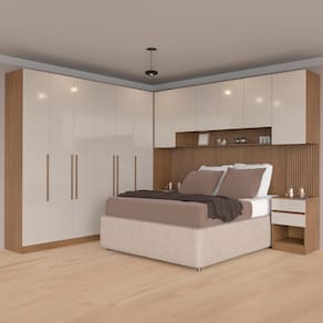 Guarda-roupa Modulado Casal Ponte 140 Bartira Lugano 12 Portas 7 Gavetas 16 Prateleiras 6 Peças - Avelã/Capuccino