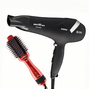 Escova Secadora Britânia Soft BES12 Luz Infrared 1300W - Vermelha/Preta + Secador de Cabelos Britânia SP3100 2000W - Preto