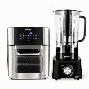 Fritadeira Elétrica Sem Óleo Air Fry Philco Oven PFR2200P 12L – Preta + Liquidificador Philco PH900 1200W com 12 Velocidades - Preto