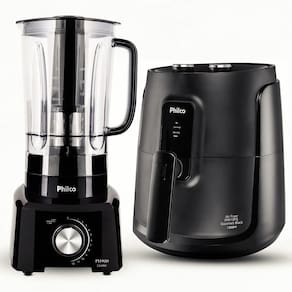 Fritadeira Elétrica Sem Óleo Air Fry Philco PFR15PG Gourmet Gold 4,3L Preta + Liquidificador PH900 Preto 1200W com 12 Velocidades