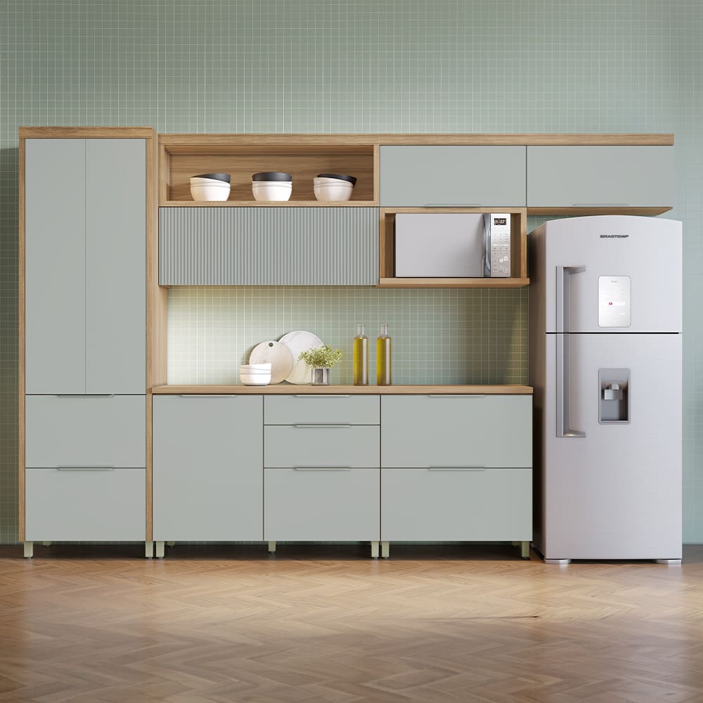 Cozinha Completa Nesher Marquesa com 7 Portas e 6 Gavetas - 350cm de largura