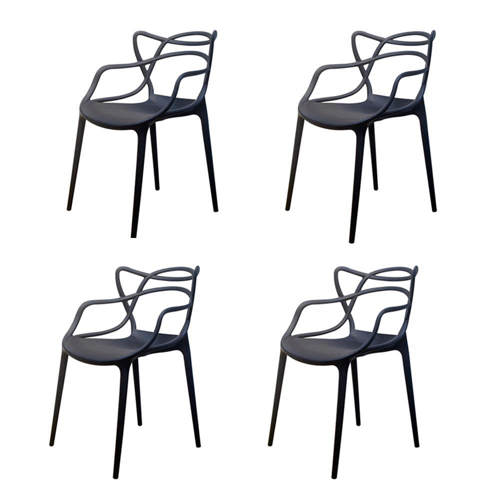 Conjunto com 4 Cadeiras de Jantar Berrini Seat&Co com Encosto Fixo