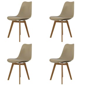 Conjunto com 4 Cadeiras de Jantar SeatCo Saarinen PP Wood com Assento Estofado