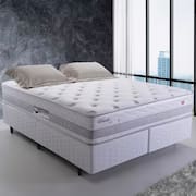 Cama Queen Size Herval Vitalle com Revestimento em Tecido Poliéster, Laterais com Bordado Matelassê e Colchão com Molas Maxpring 31x79x198cm - Cinza