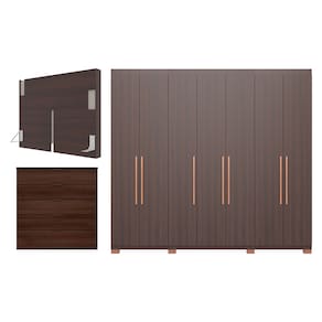 Guarda-Roupa Bartira Diplomata com 7 Portas e 6 Gavetas + Cômoda Diplomata com 5 Gavetas + Cabeceira para Cama Box Casal e Queen Diplomata