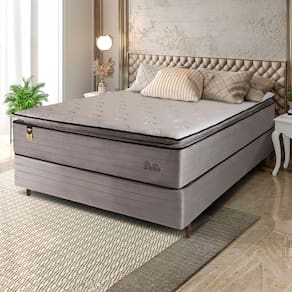 Cama Box Casal Hellen Dublin com Molas Ensacadas e Espuma D26 66x138x188cm - Bege